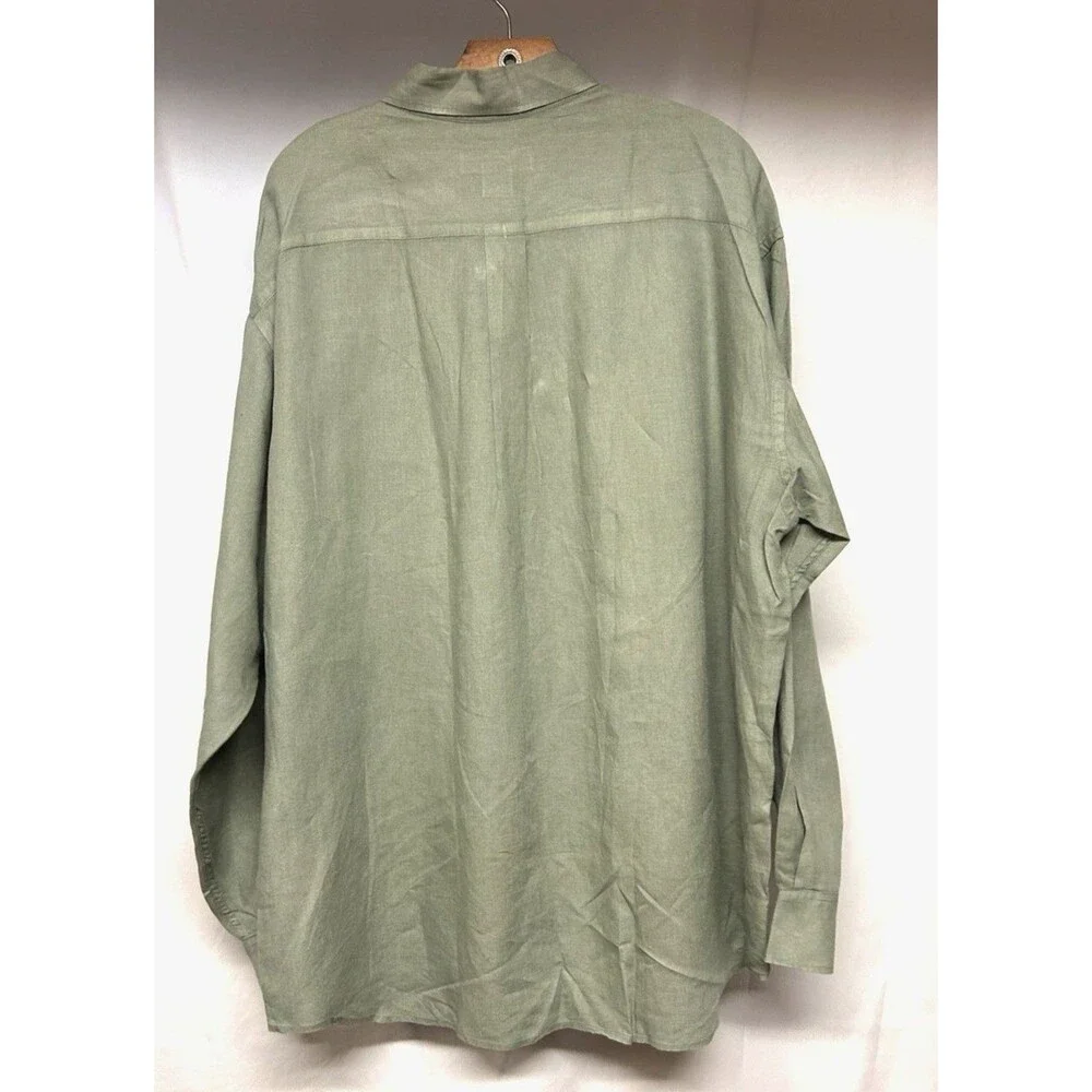 Banana Republic 100% Irish Linen Green Shirt Long Sleeve Button Pocket Men's XL